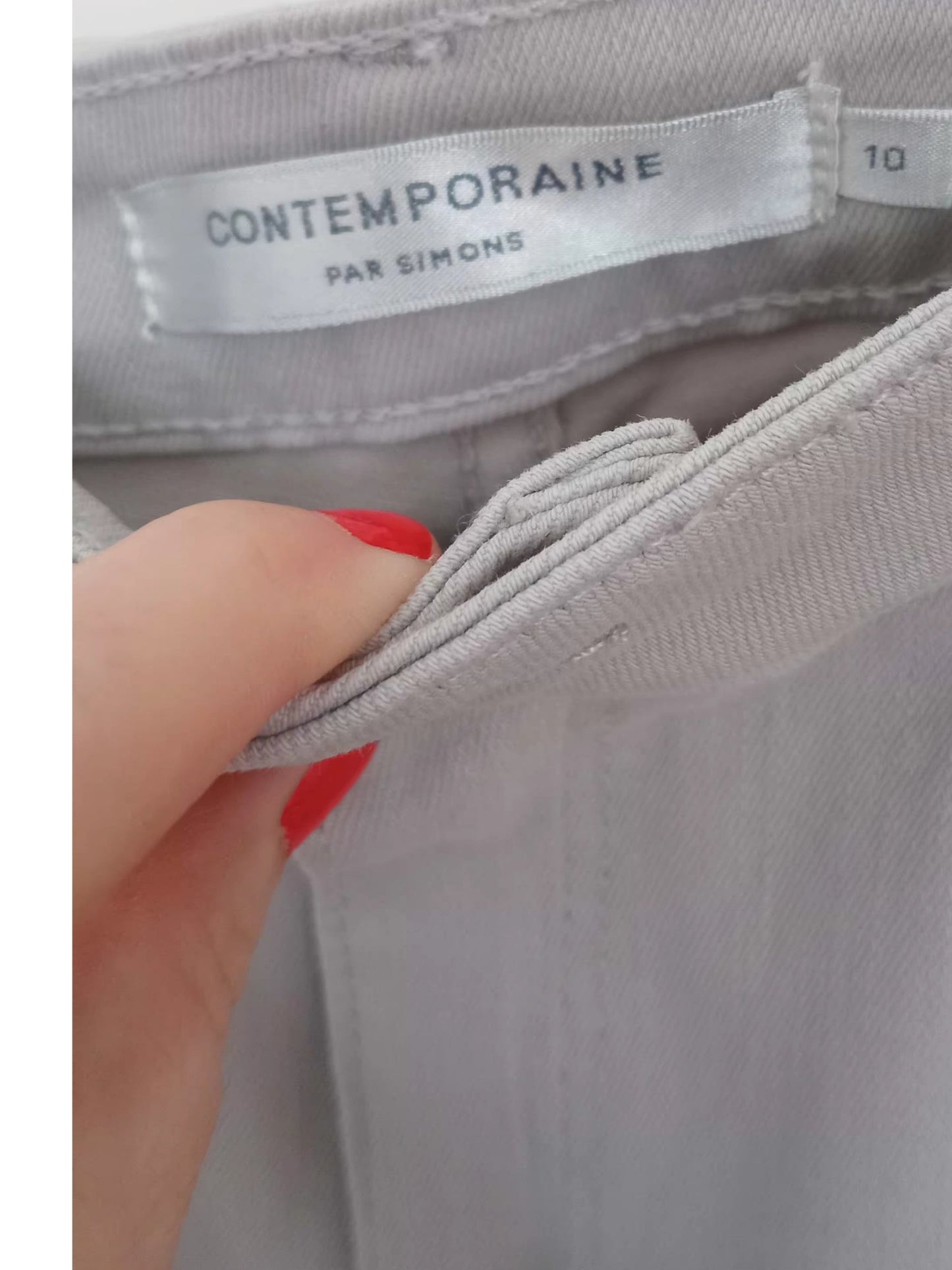 Pantalon gris pâle coupe droite (10)