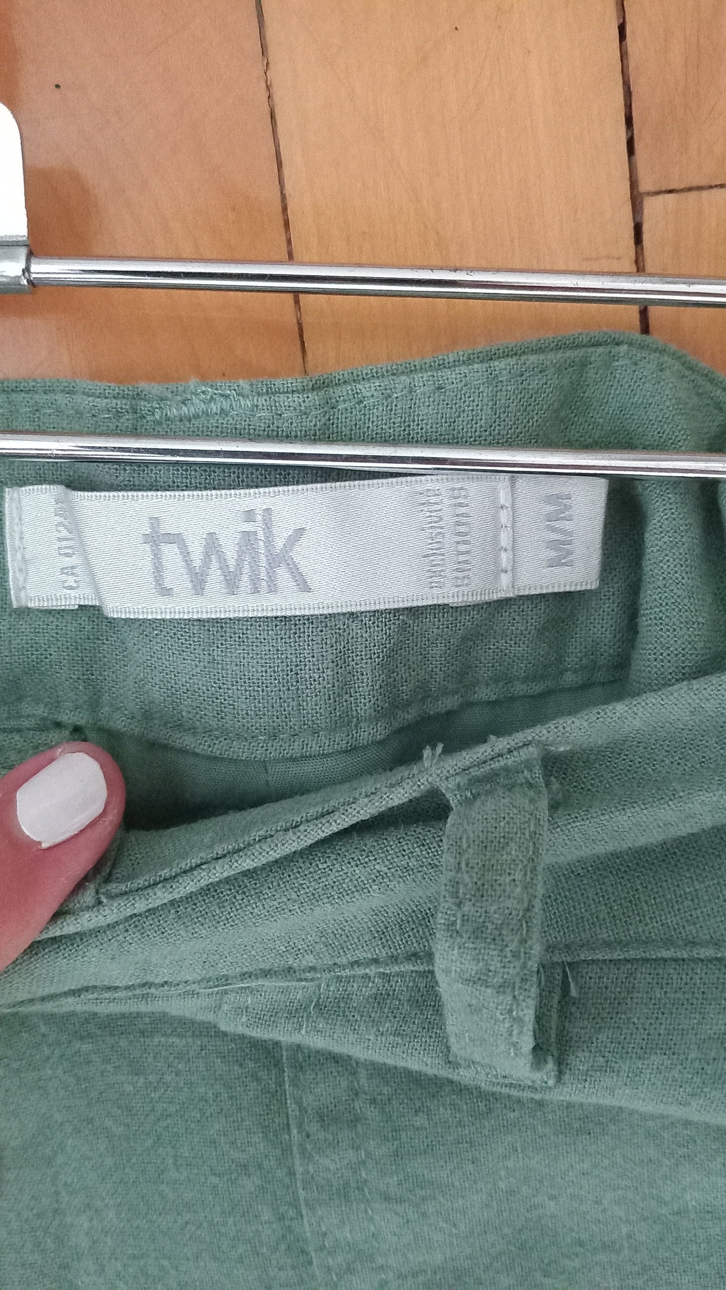 Pantalon cargo taille haute vert sauge (M)