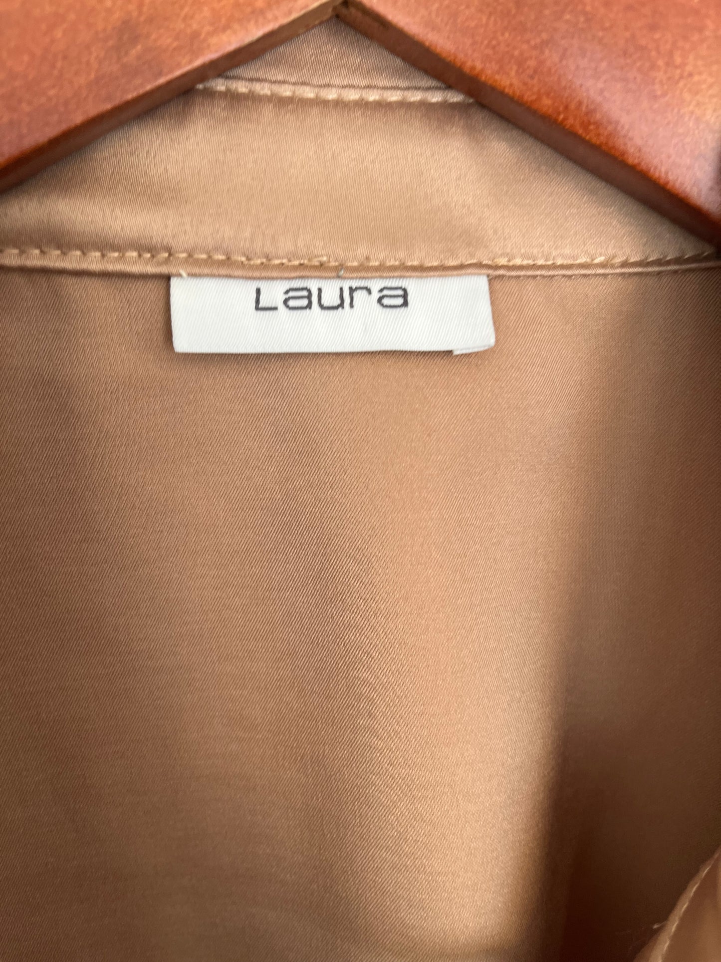Blouse satinée beige doré (M)