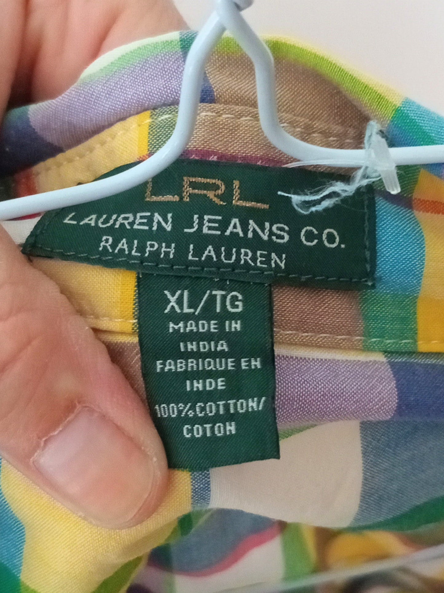 Chemise à carreaux pastel jaune et bleu (XL)