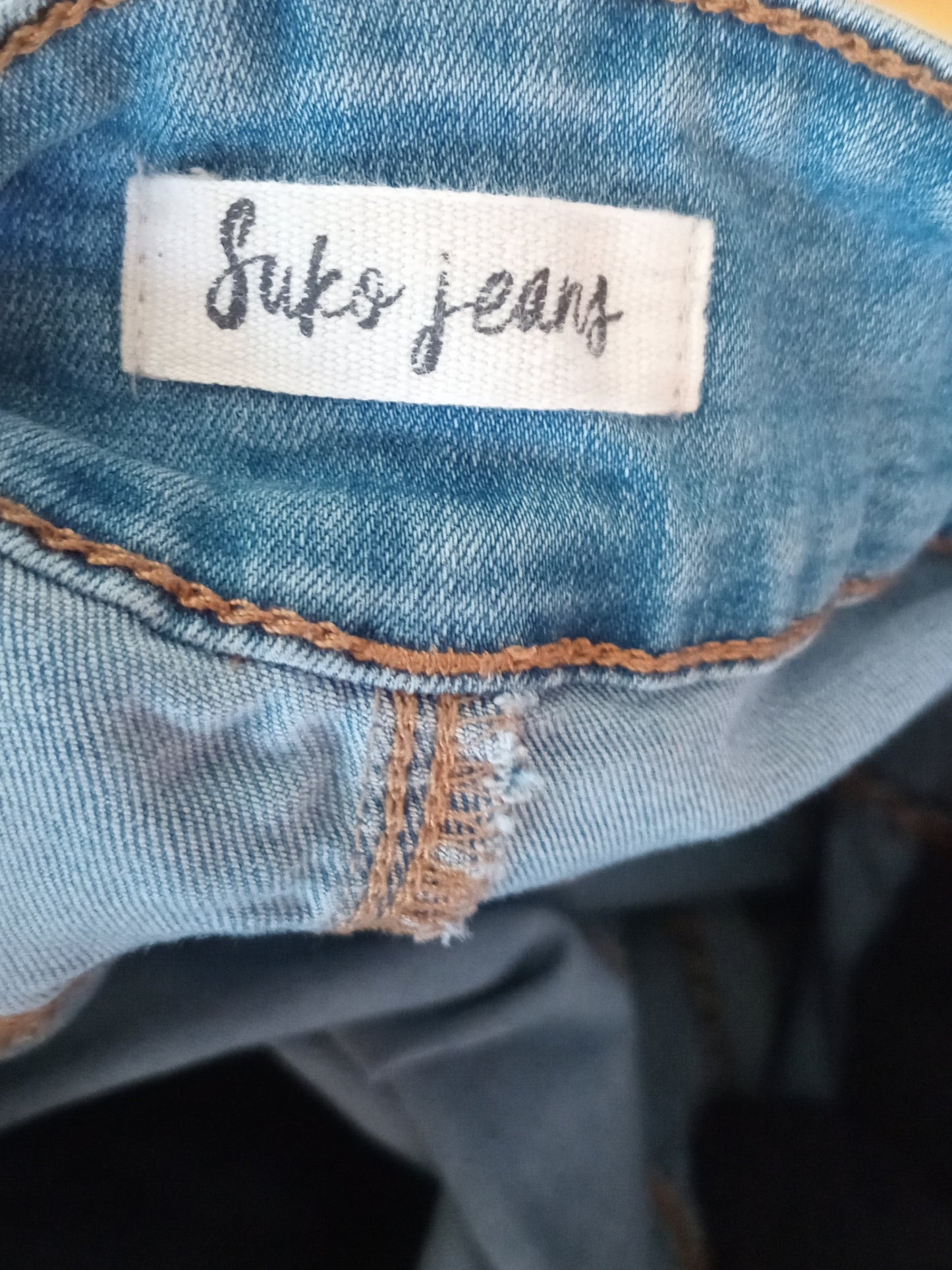 Jeans Capri taille haute bleu pâle (8)