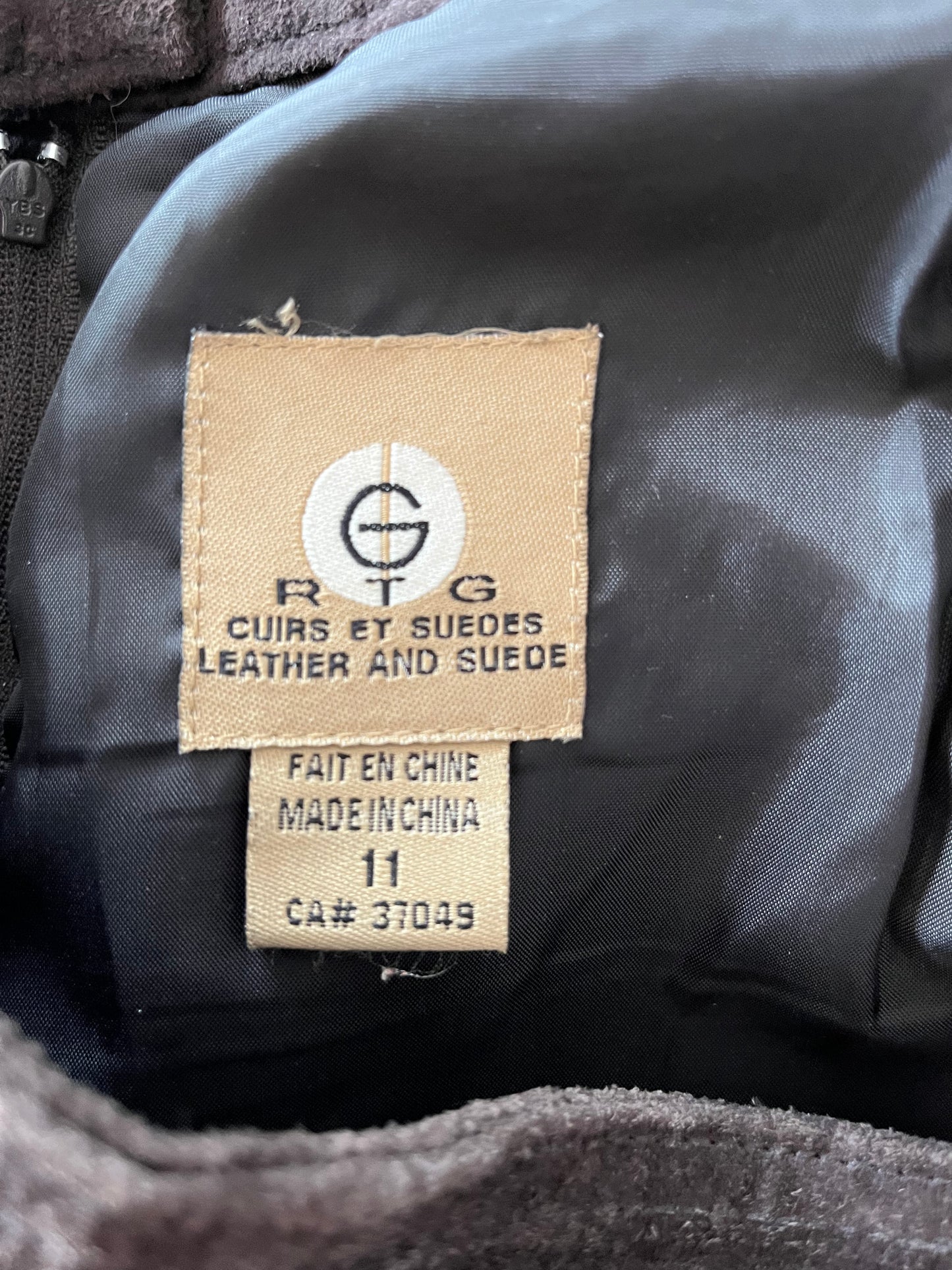 Jupe en cuir brun chocolat (M)