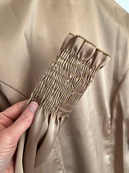 Blouse satinée beige doré (M)