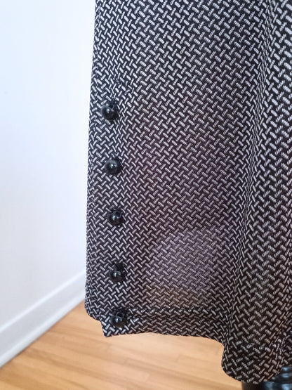 Robe vintage Eve Gravel taupe et noire en maille jacquard (M)