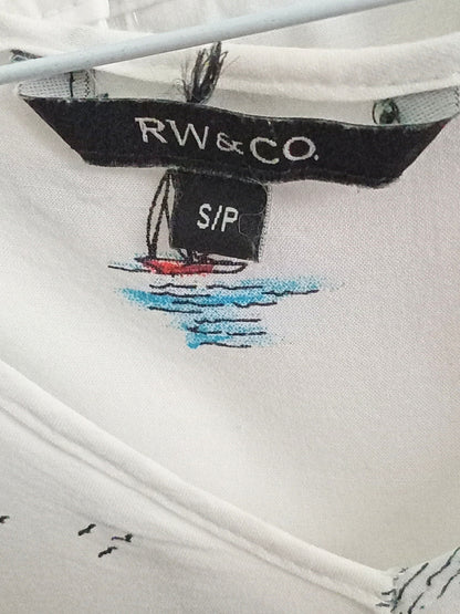 Camisole blanche à imprimé de voiliers (P)