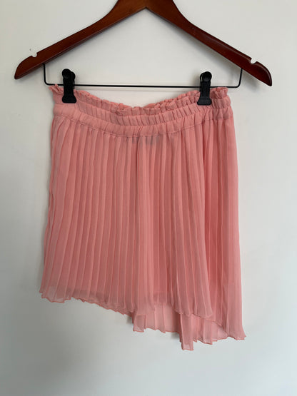 Jupe plissée asymétrique rose (XS)