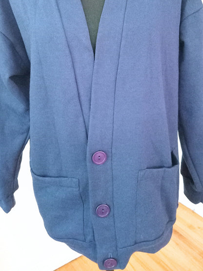 Cardigan bleu marine en molleton (P)