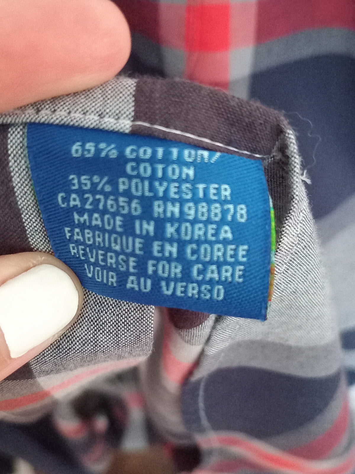 Chemise à carreaux bleu marine, rouge et blanc pour homme (M)