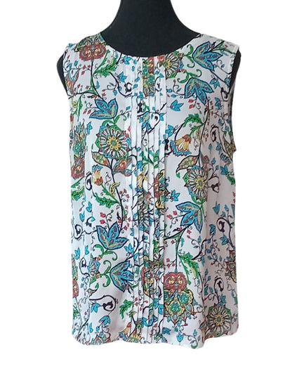 Camisole fleurie tropicale blanche (M)