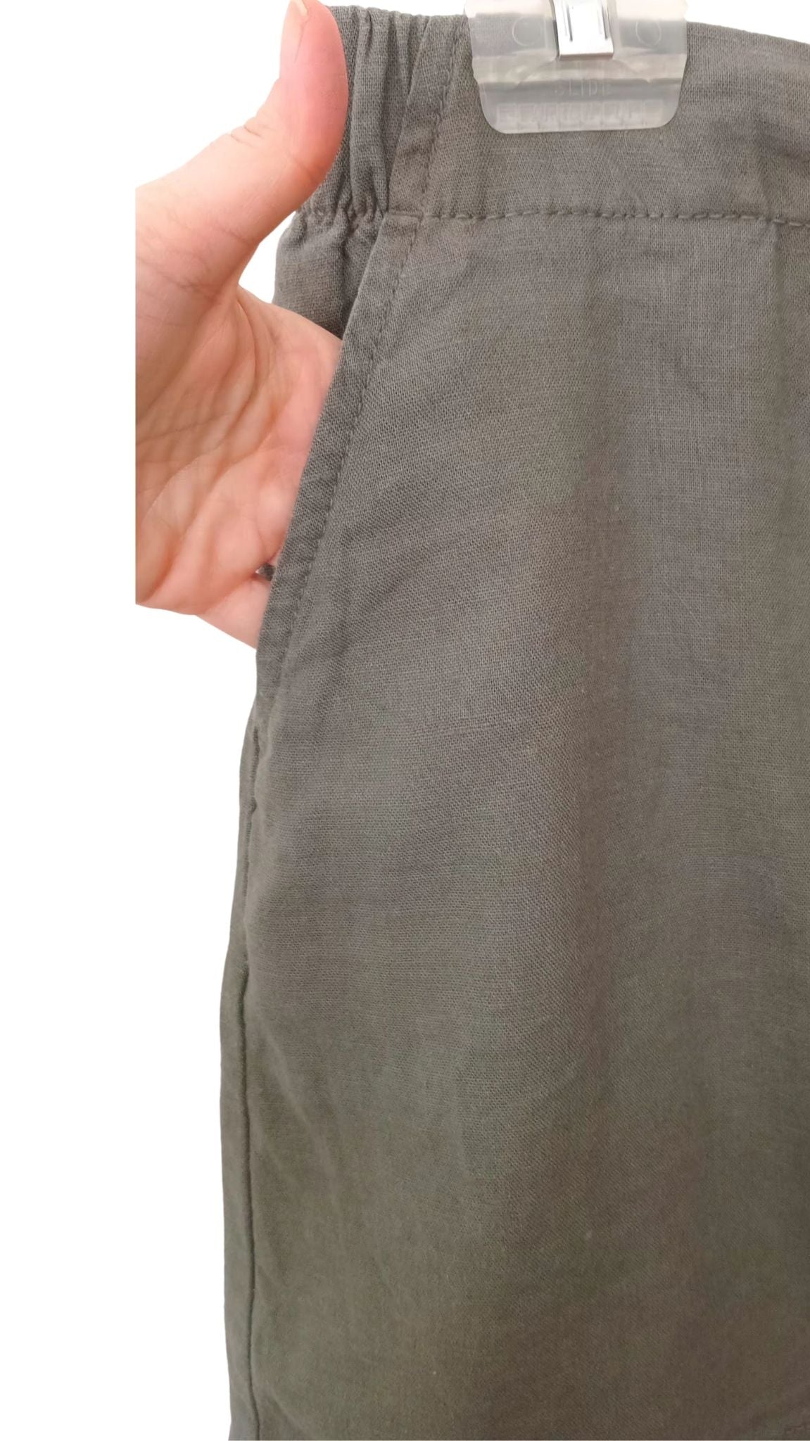 Jupe culotte en lin vert sauge (M)