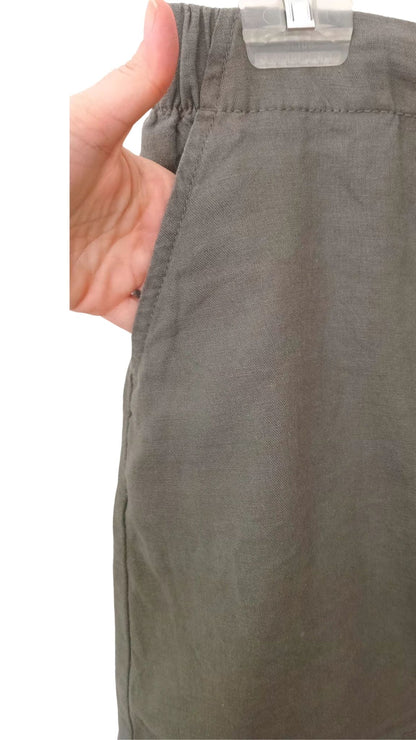 Jupe culotte en lin vert sauge (M)