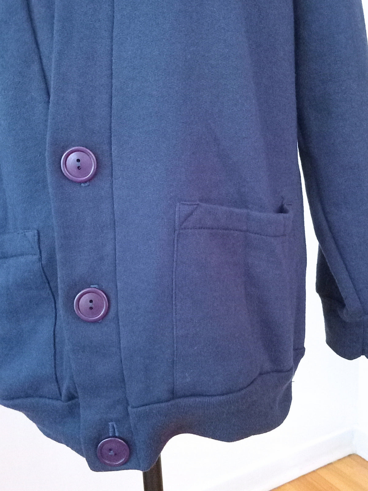 Cardigan bleu marine en molleton (P)