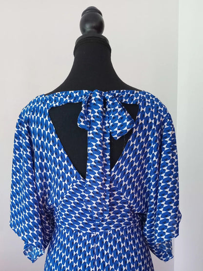 Robe fluide imprimée bleue (P)