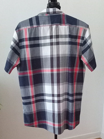 Chemise à carreaux bleu marine, rouge et blanc pour homme (M)