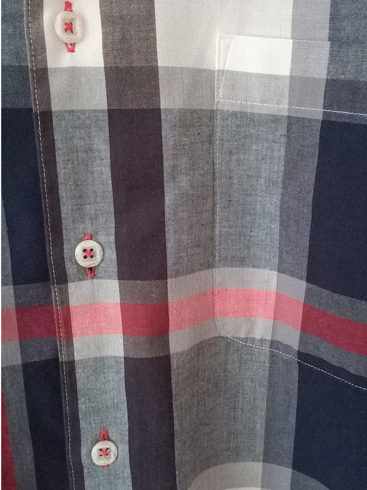 Chemise à carreaux bleu marine, rouge et blanc pour homme (M)