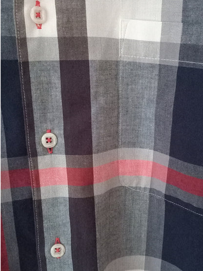 Chemise à carreaux bleu marine, rouge et blanc pour homme (M)