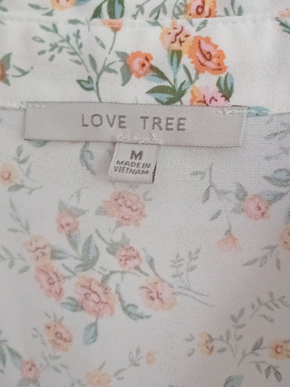 Robe fleurie crème et corail (M)