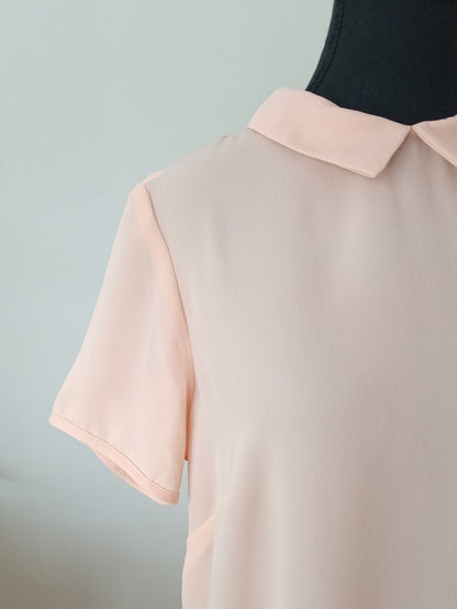 Blouse fluide pêche à col chemisier (M)