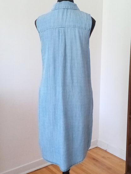 Robe chemise sans manches en lyocell bleu pâle (10)