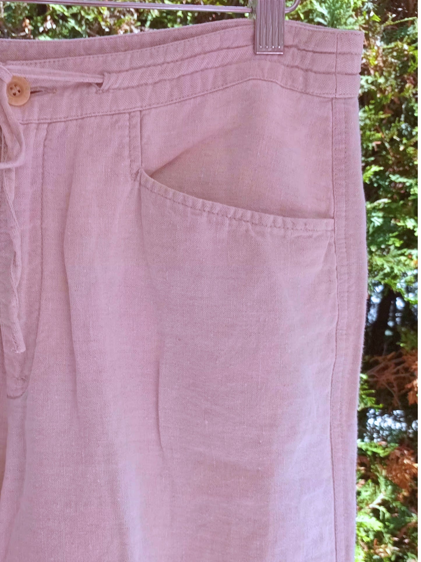 Pantalon en lin crème à jambe large (L)