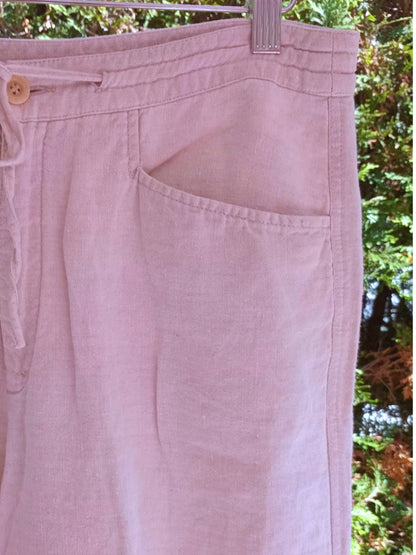 Pantalon en lin crème à jambe large (L)