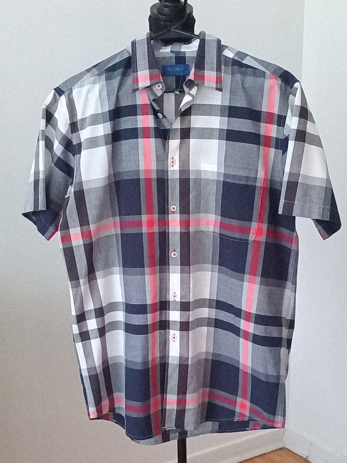 Chemise à carreaux bleu marine, rouge et blanc pour homme (M)