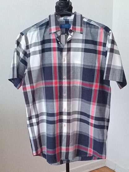 Chemise à carreaux bleu marine, rouge et blanc pour homme (M)