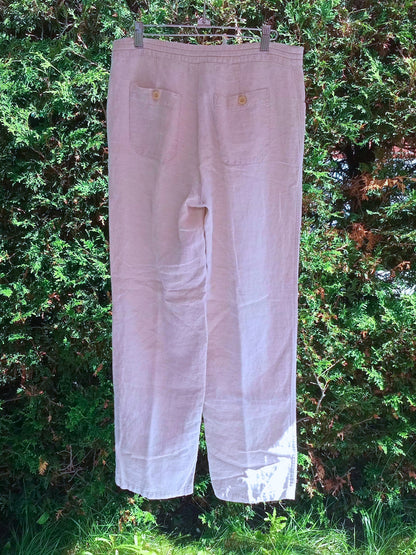 Pantalon en lin crème à jambe large (L)