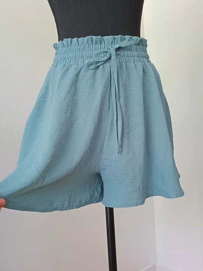 Jupe-culotte turquoise taille haute (P)