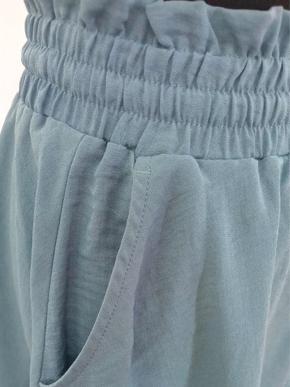 Jupe-culotte turquoise taille haute (P)