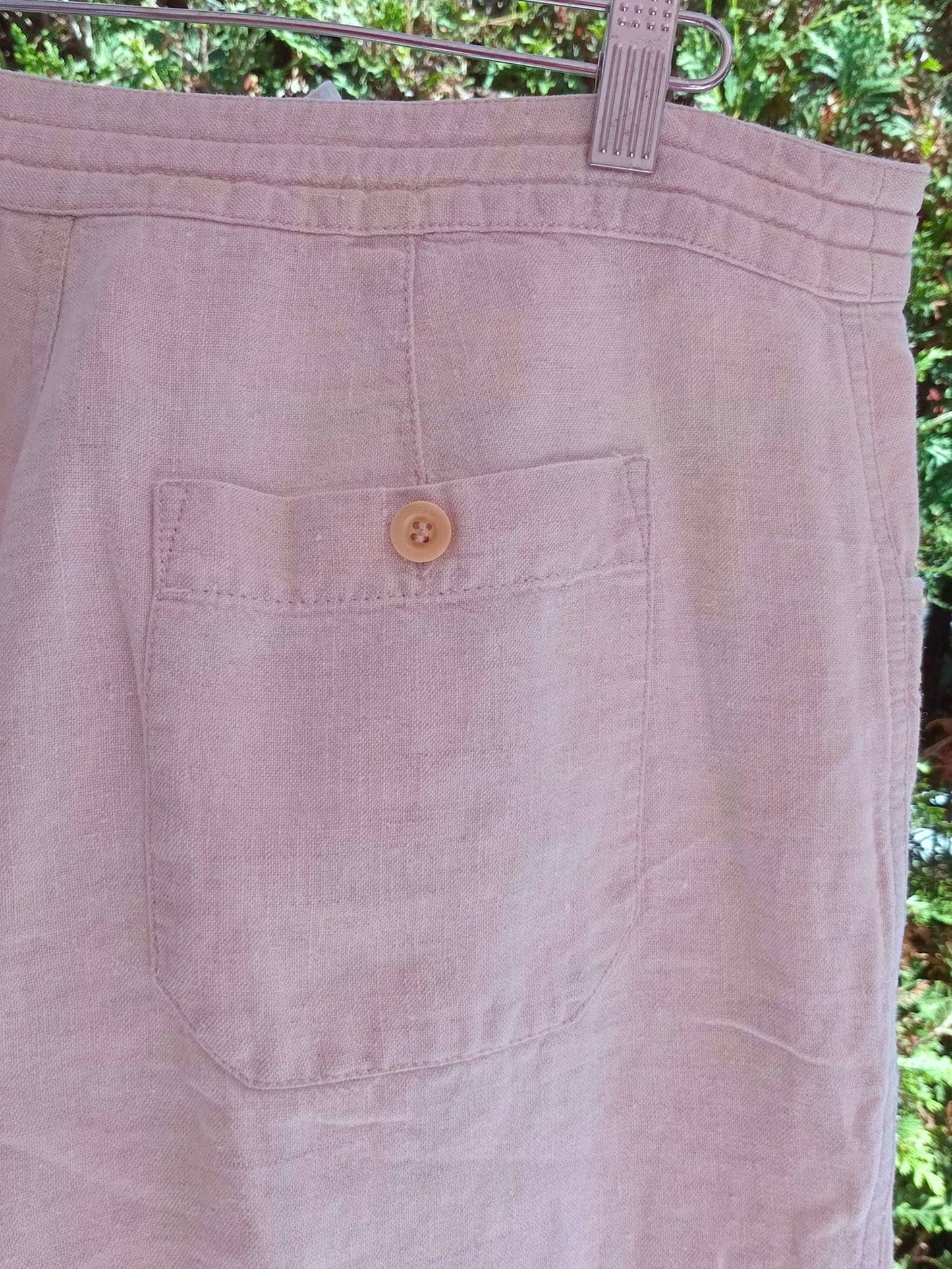 Pantalon en lin crème à jambe large (L)