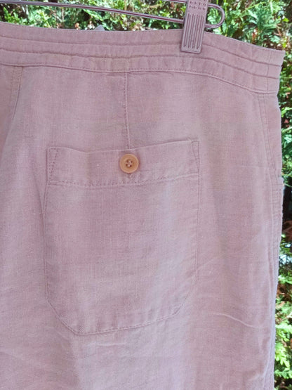 Pantalon en lin crème à jambe large (L)