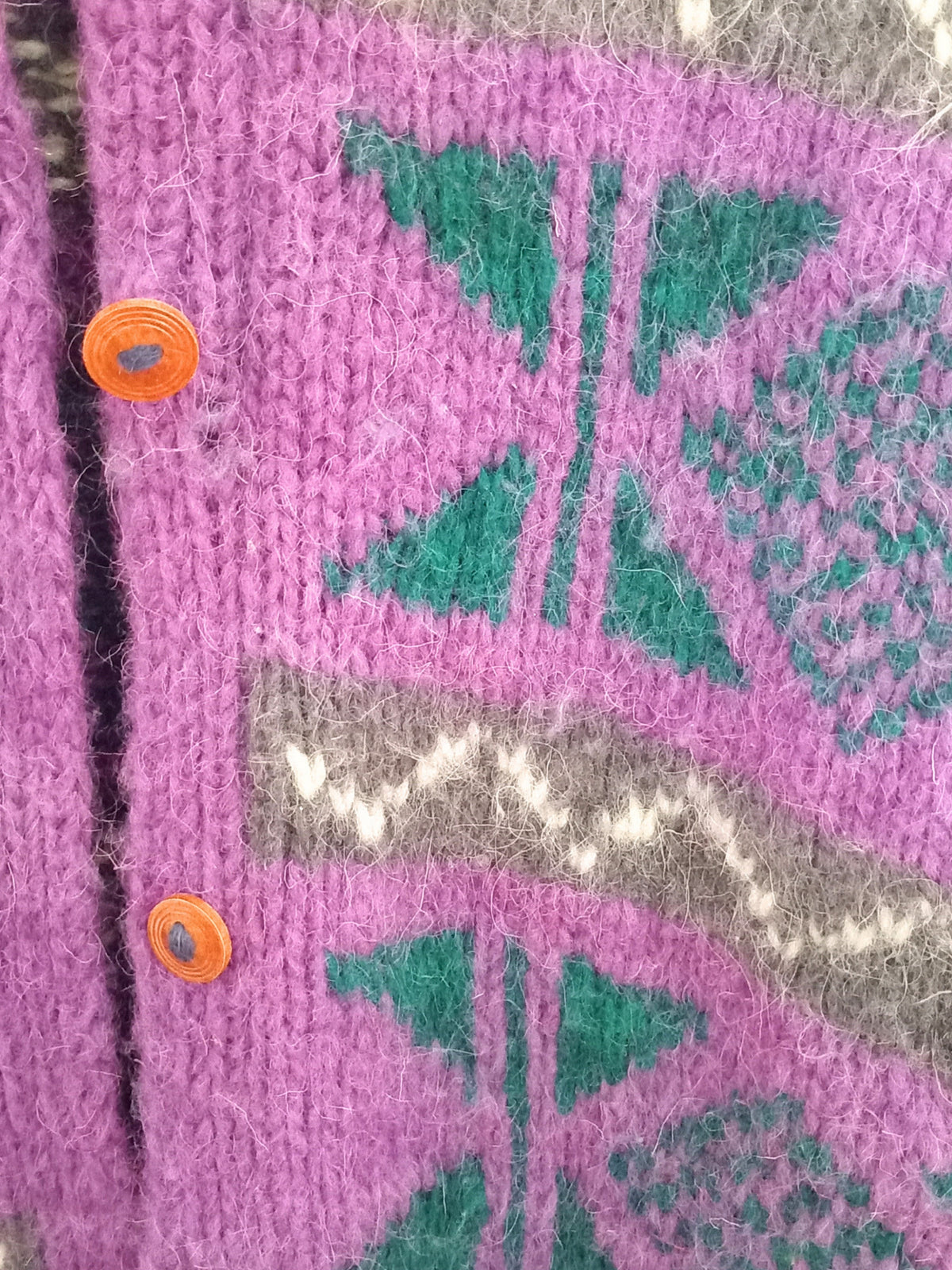 Cardigan vintage violet en laine (L)