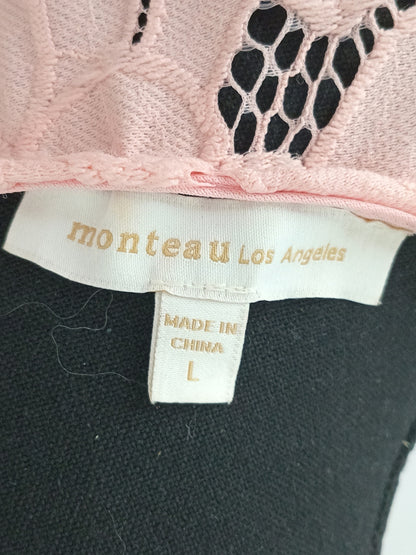 Camisole dentelle florale rose poudré (L)