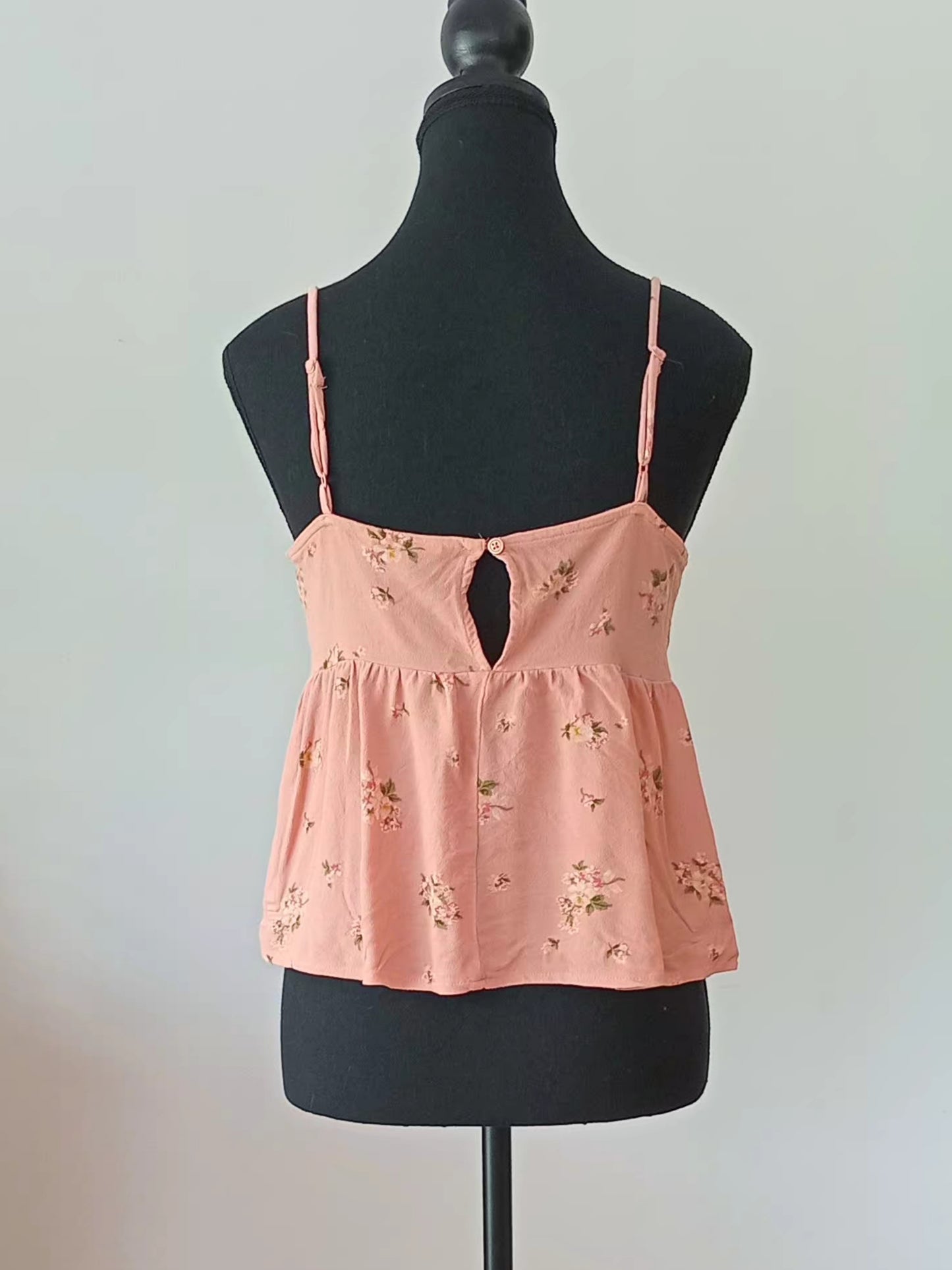 Camisole bohème fleurie vieux rose (M)