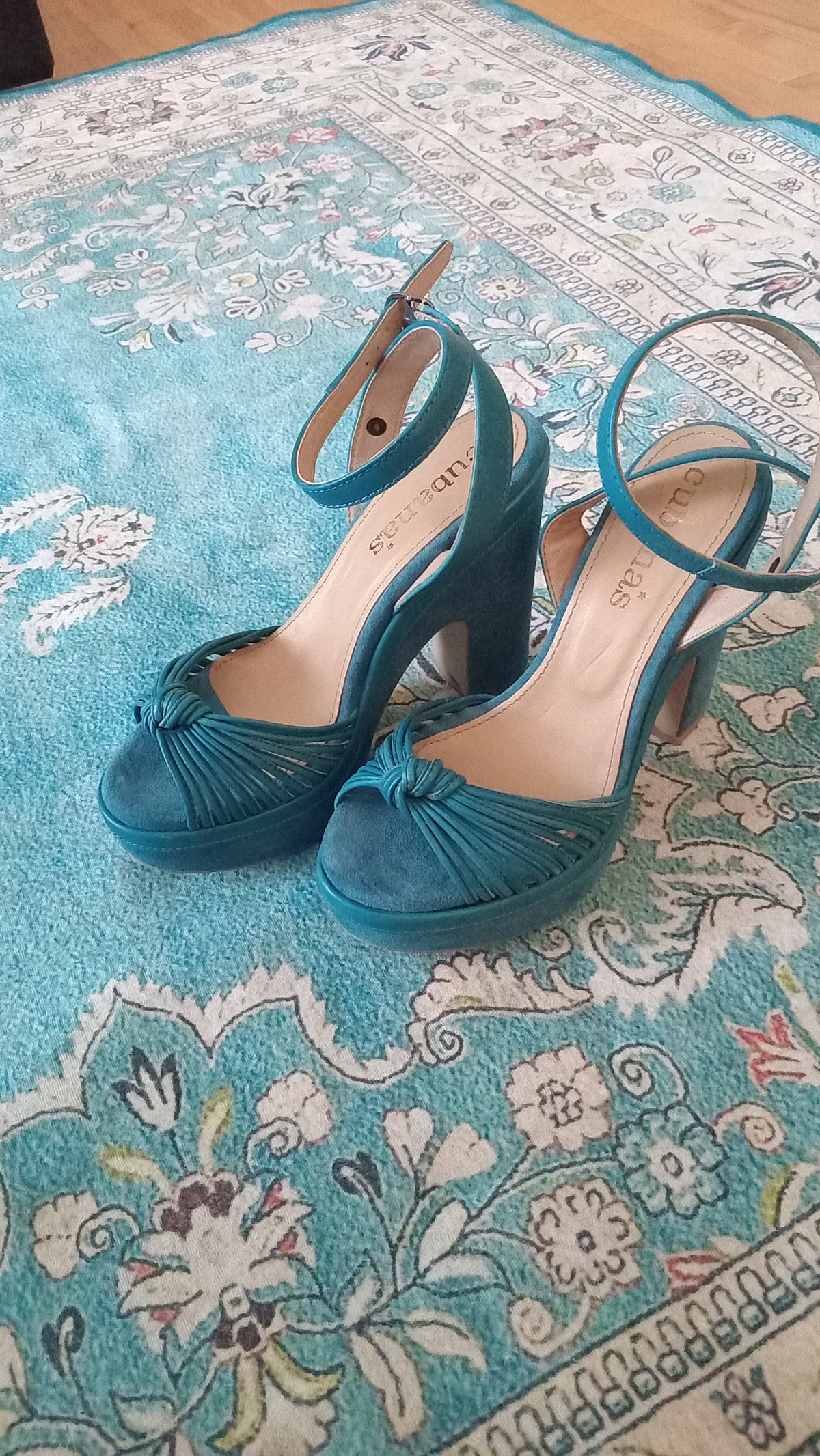Sandales à talons turquoise nouées (7 US)