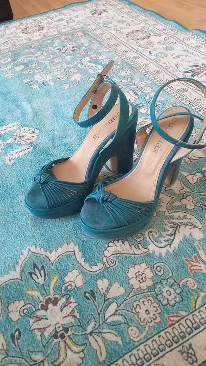 Sandales à talons turquoise nouées (7 US)