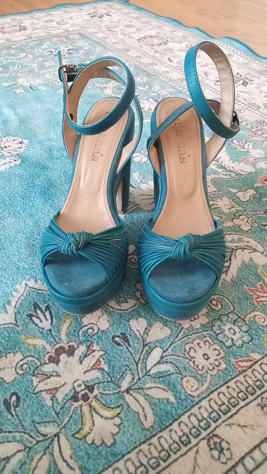 Sandales à talons turquoise nouées (7 US)