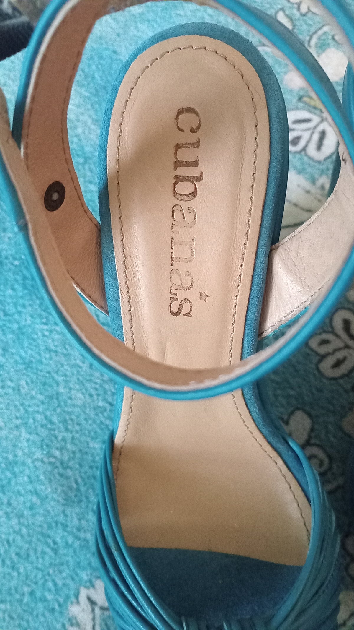Sandales à talons turquoise nouées (7 US)