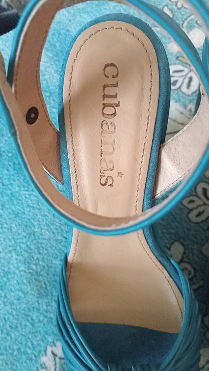 Sandales à talons turquoise nouées (7 US)