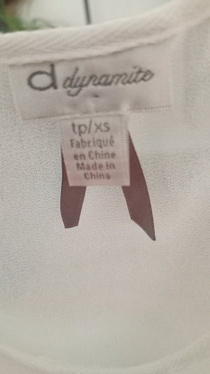 Camisole transparente à volants blanc crème (TP)