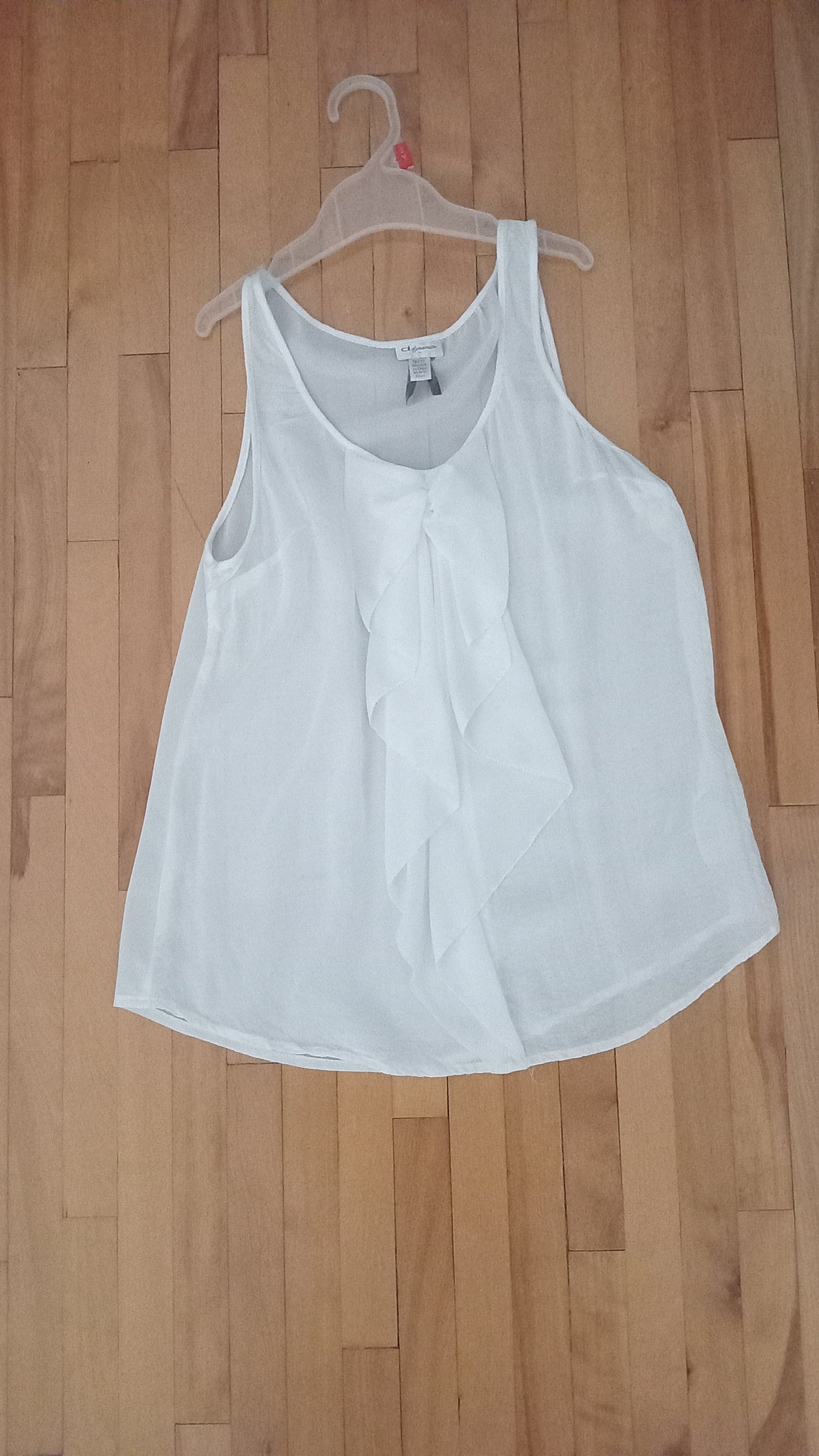 Camisole transparente à volants blanc crème (TP)