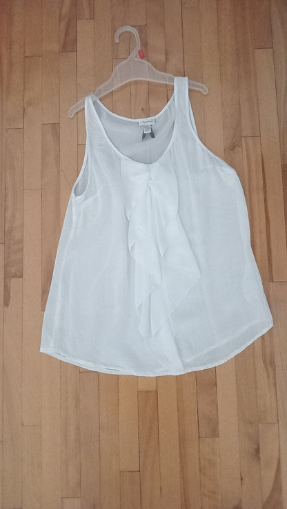 Camisole transparente à volants blanc crème (TP)
