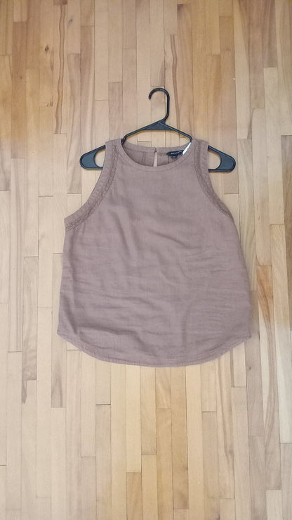 Camisole en lin et viscose caramel (M)