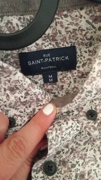 Chemise ajustée à petites fleurs grises (M)