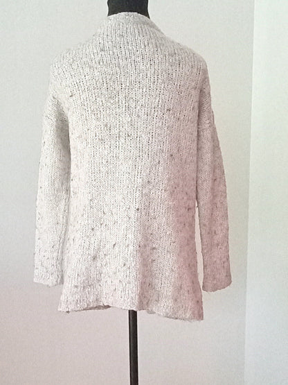 Cardigan long gris chiné avec poches (P)