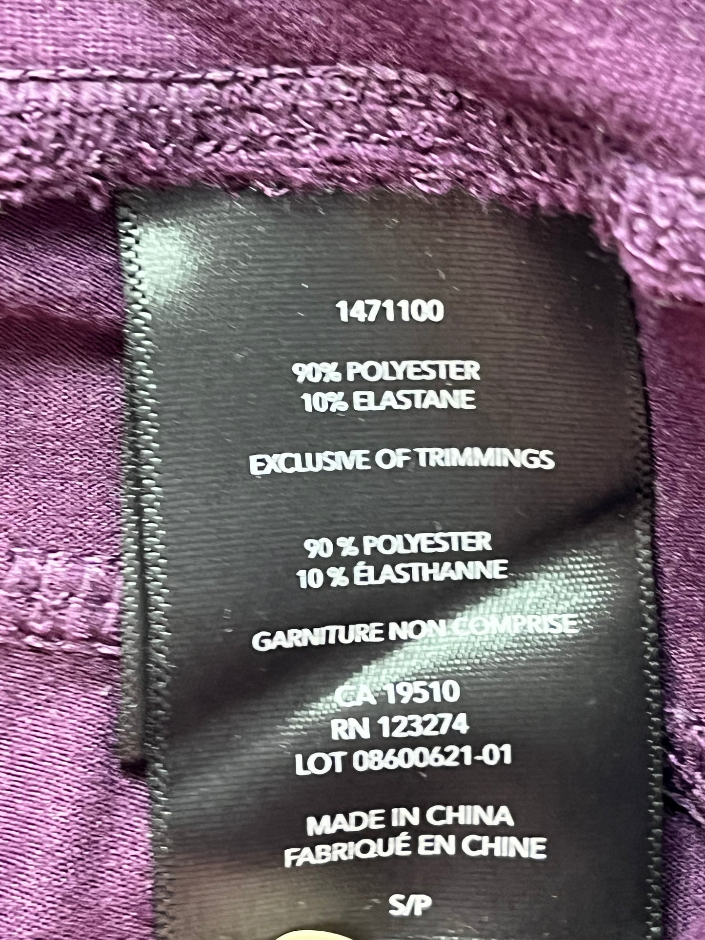Joggings Lolë - Étiquette de composition