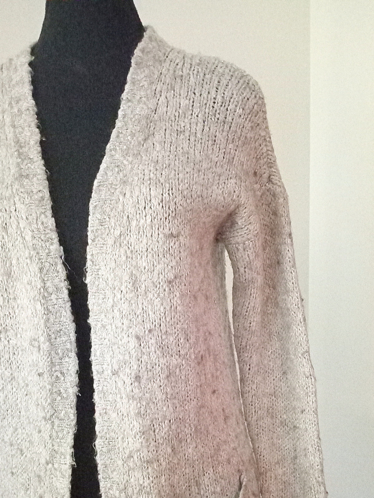 Cardigan long gris chiné avec poches (P)