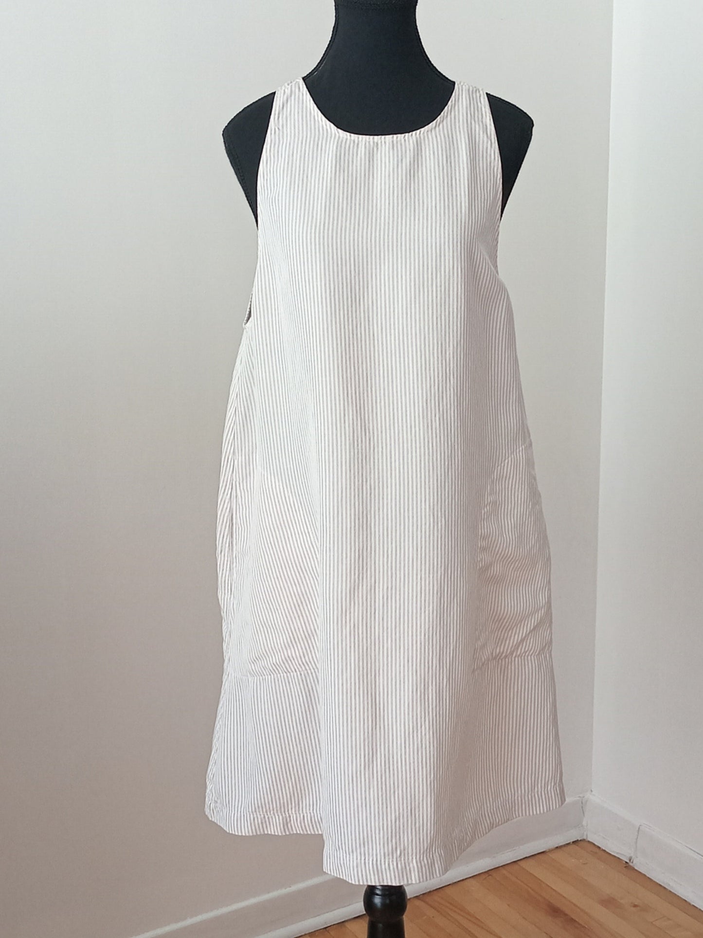 Robe rayée en lin et lyocell (L)