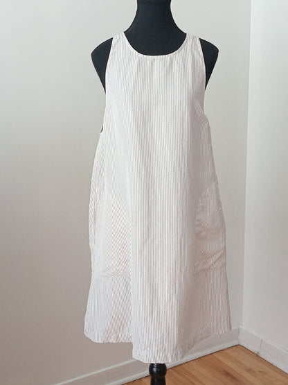 Robe rayée en lin et lyocell (L)